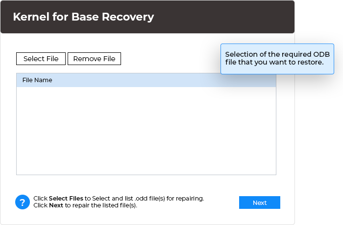 In this step, you would require to make selection of the required ODB file that you want to restore.