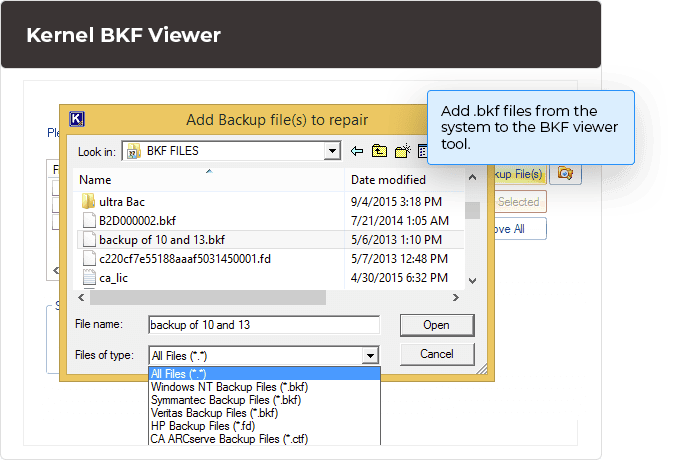 Add .bkf files from the system to the BKF viewer tool.