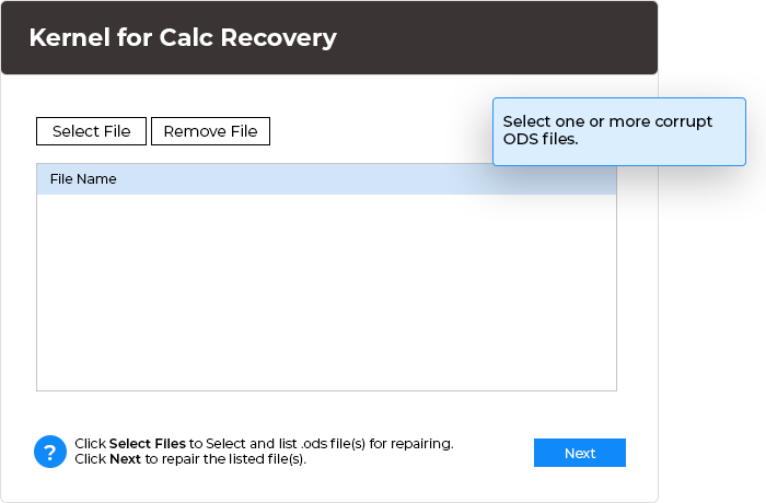Start the recovery process, select the corrupt file