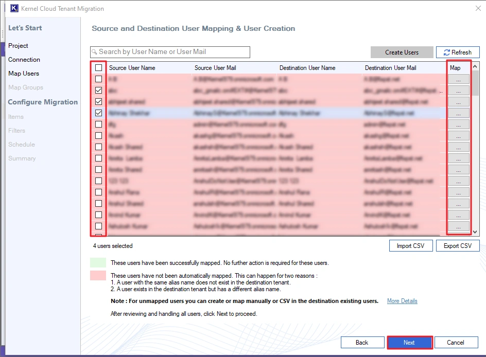 source users for migration