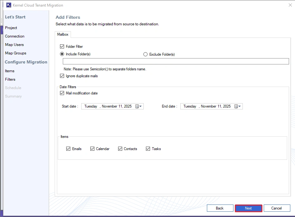 everal filter options