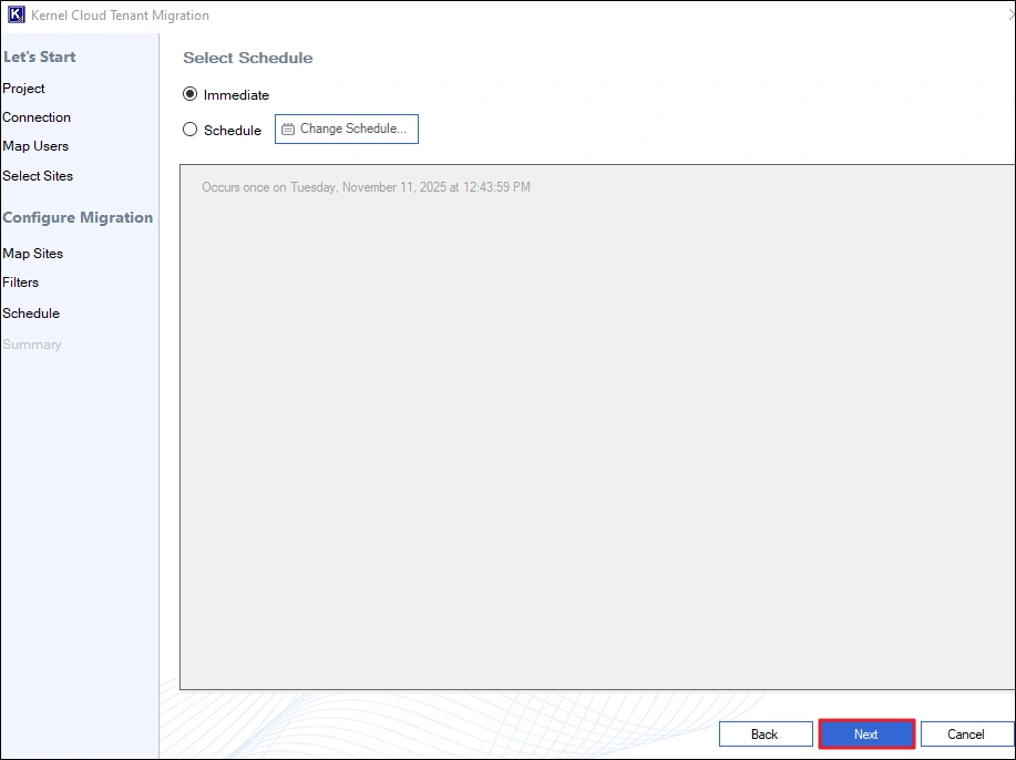start the migration instantly