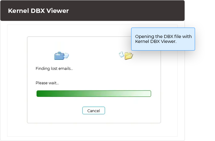 Opening the DBX file with Kernel DBX Viewer.