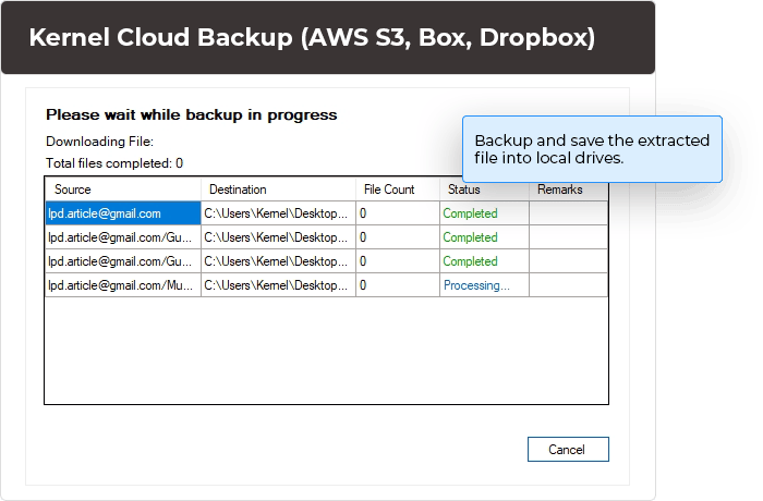 Backup and save the extracted file into local drives.
