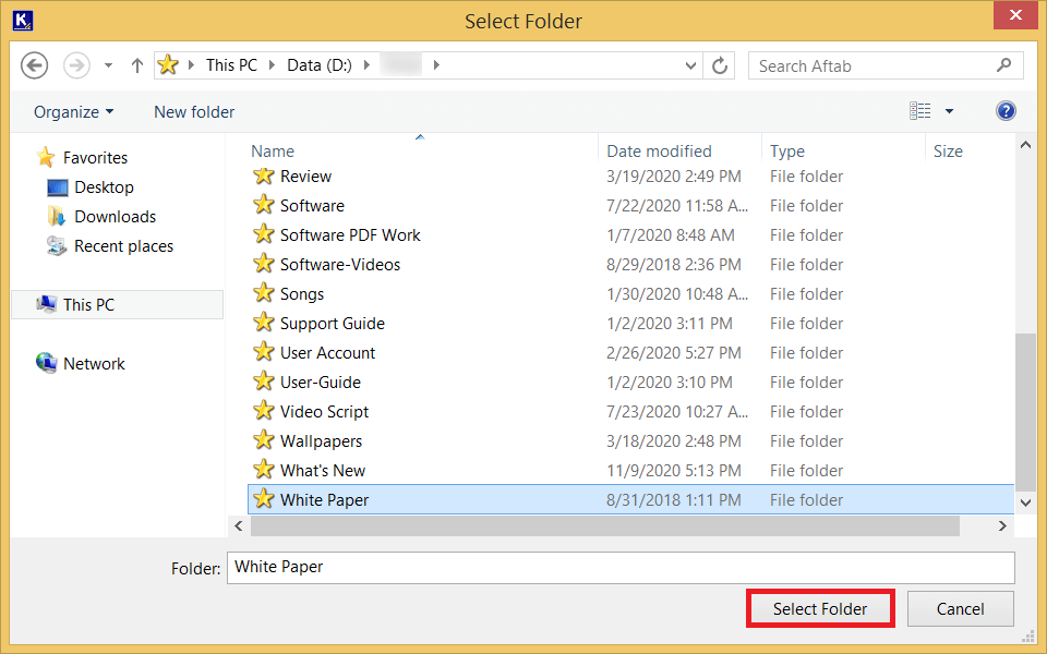 Choose the folder(s) and click the Select Folder button