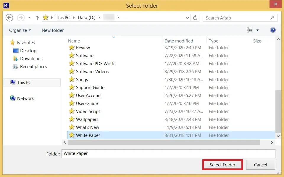 Choose the folder(s) and click the Select Folder button