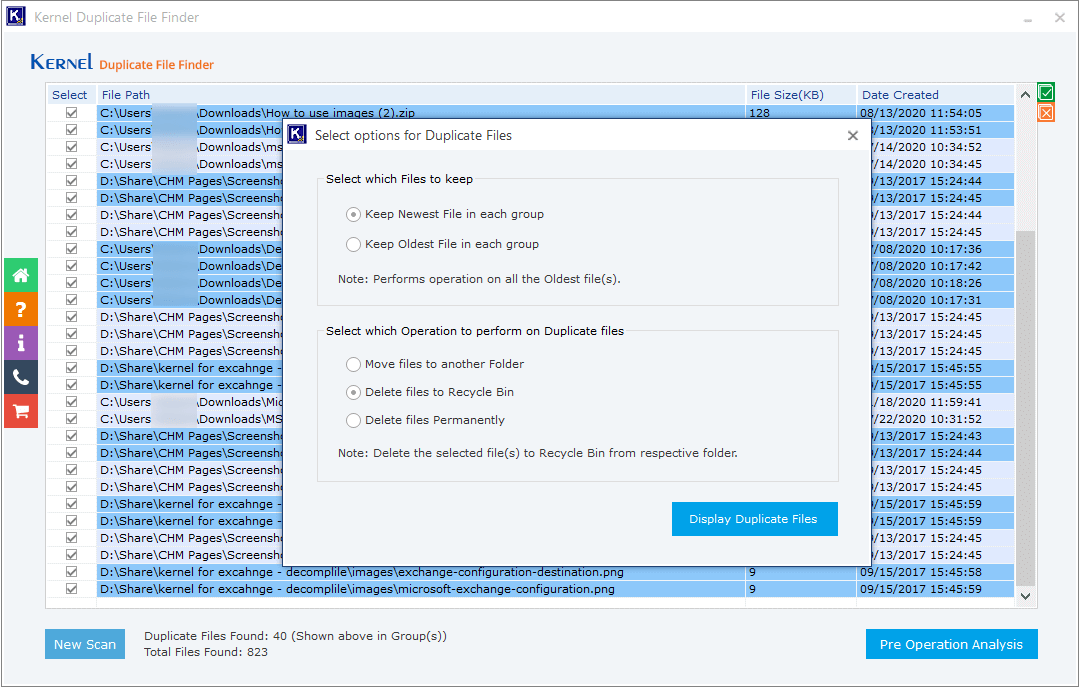 Two action categories for the duplicate items