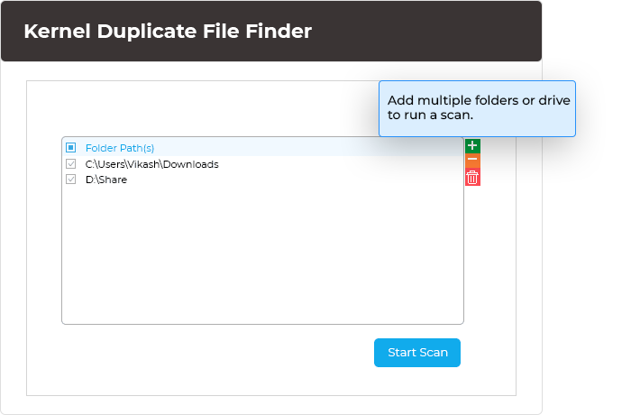 Add multiple folders or drive to run a scan