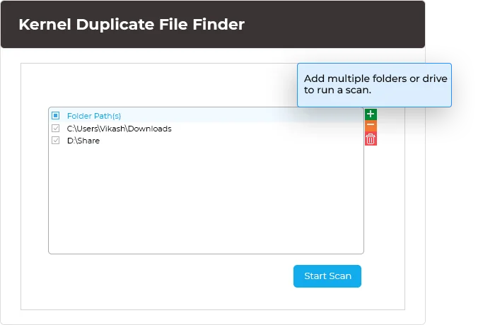 Add multiple folders or drive to run a scan