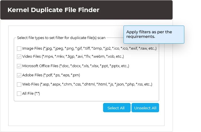 Apply filters as per the requirements