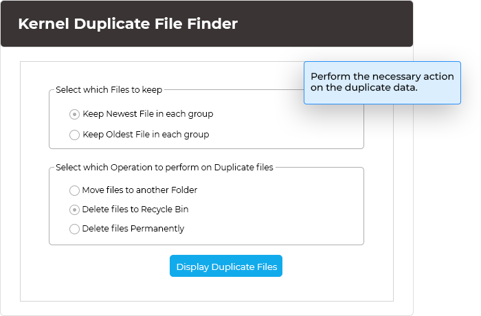 Perform the necessary action on the duplicate data