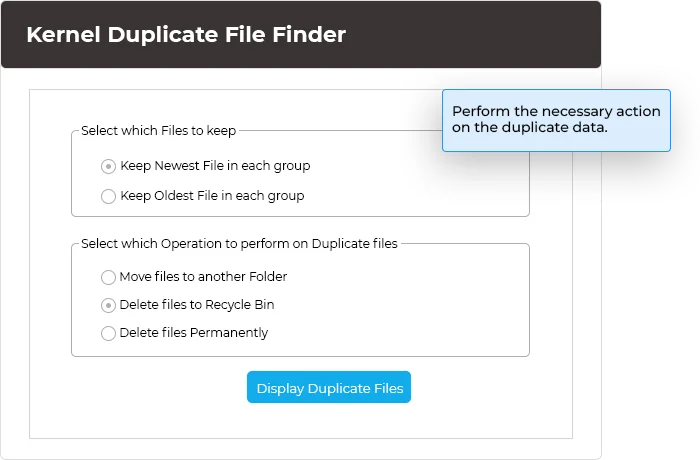 Perform the necessary action on the duplicate data