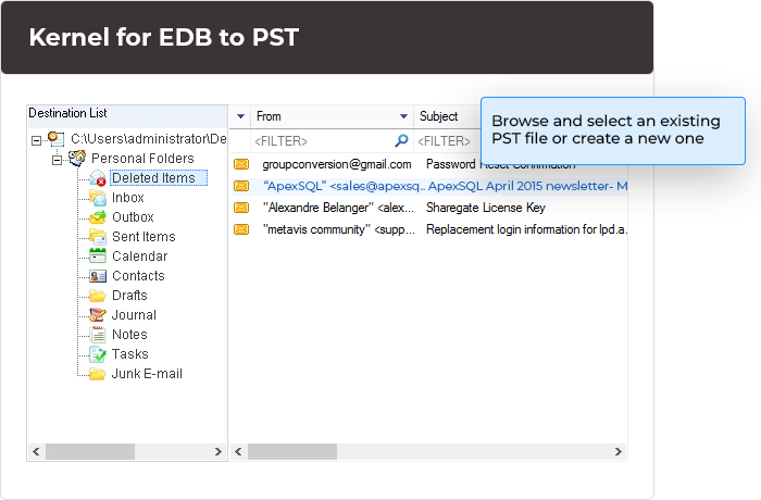 Save the selective items to PST