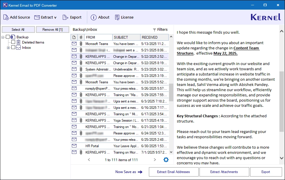 Select Email files