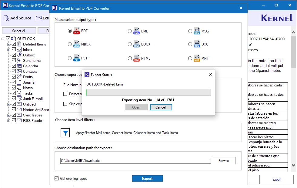 Email to PDF Conversion completed