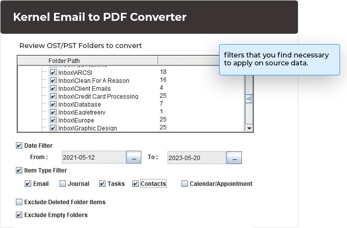 Apply the filters you find necessary for source data.