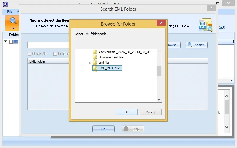 Select EML files