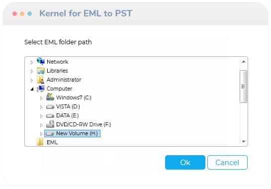 Select the EML/EMLX folder path