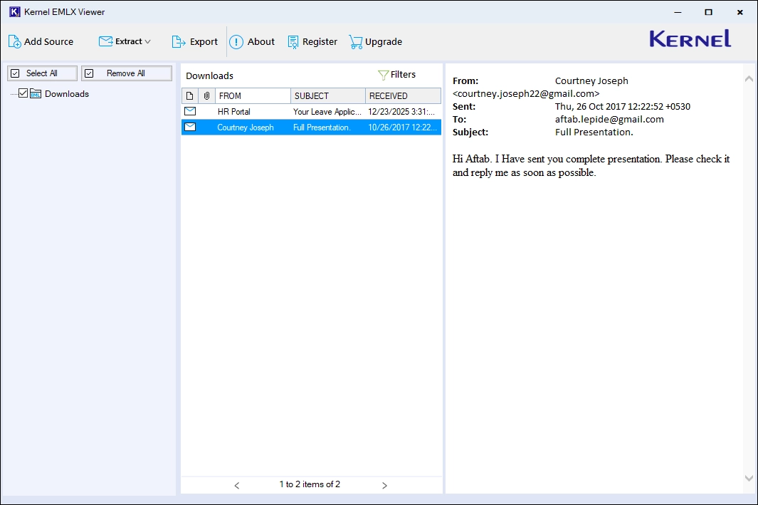 View EMLX File