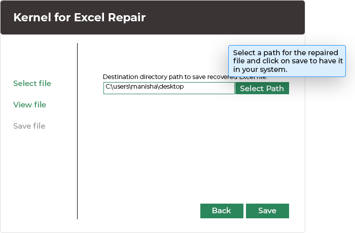 Save repaired healthy Excel files in a destined folder