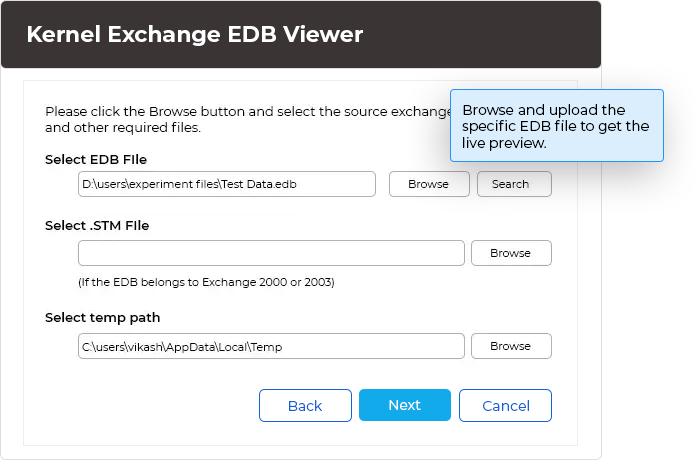 Browse the EDB file