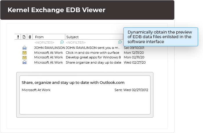 Dynamically obtain the preview of EDB data files enlisted in the software interface.