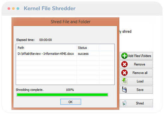shreddering completed