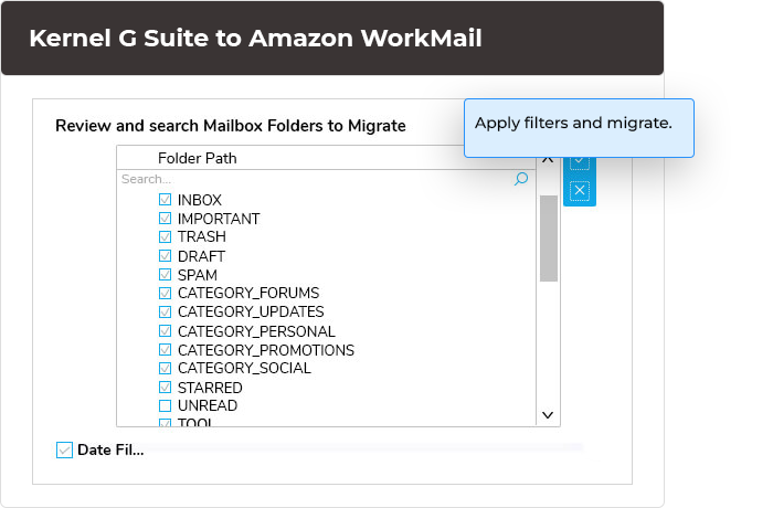 Apply filters and begin the migration.