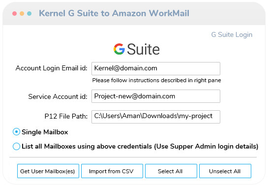Add G Suite as a source and Amazon WorkMail