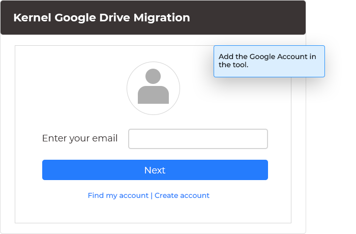 Add the Google Account in the tool