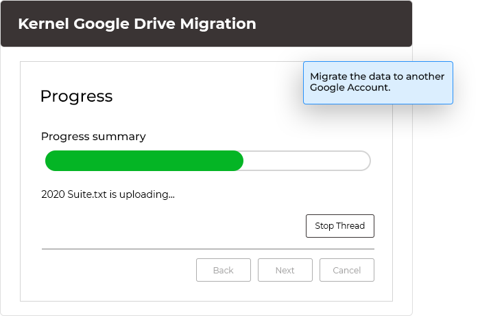 Migrate the data to another Google Account