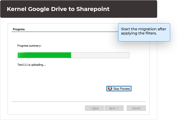 Start the migration after applying the filters.