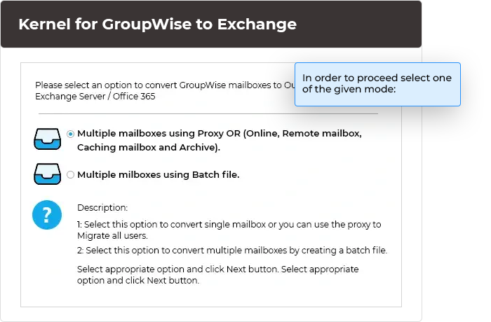 In order to proceed select one of the given mode