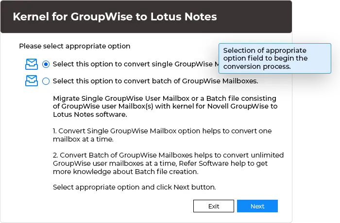 In this step, make the selection of appropriate option field to begin with the conversion process.