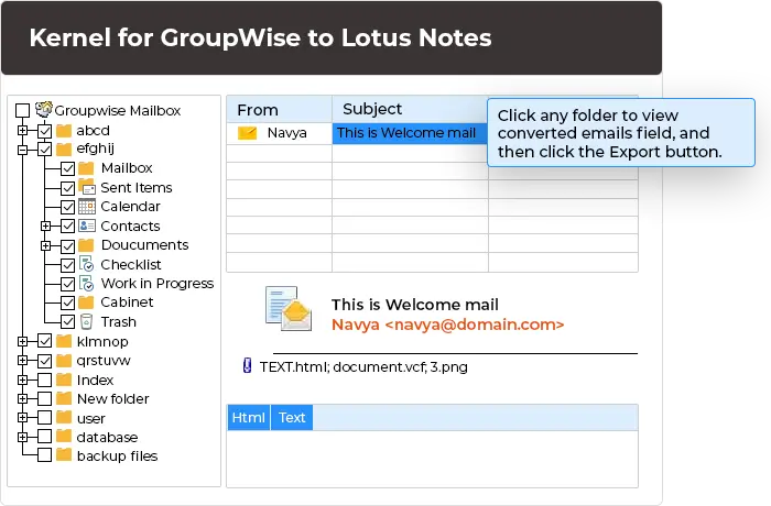 In this step, Click any folder to view converted emails field, and then click the Export button.