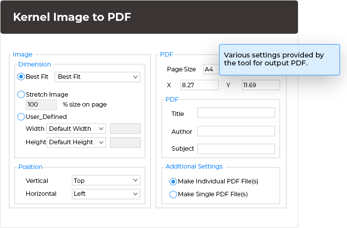 In this step, make use of the various settings and options provided by the tool for output PDF, and click on “Next” button to proceed.