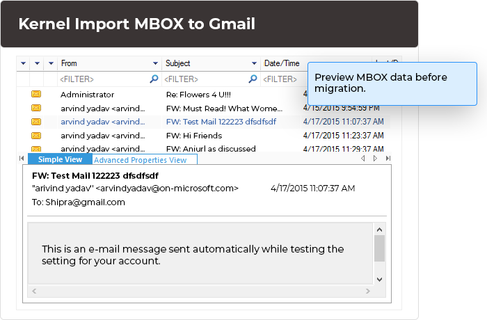 Preview MBOX data before migration.