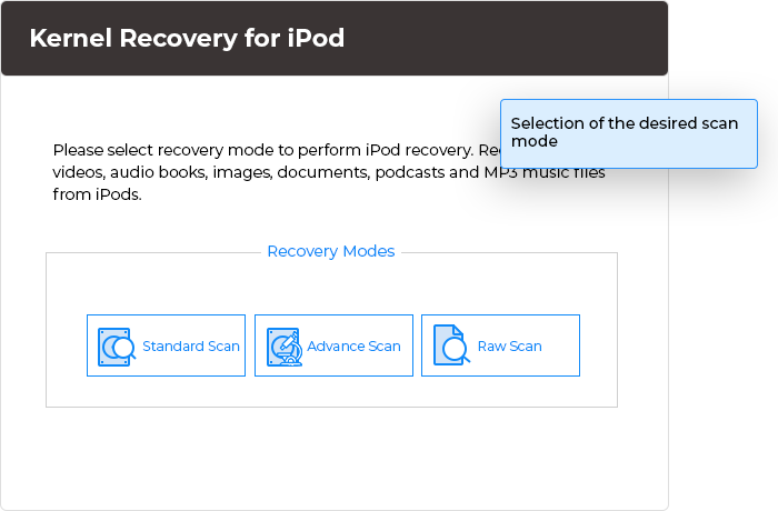 Select the recovery mode from 3 modes