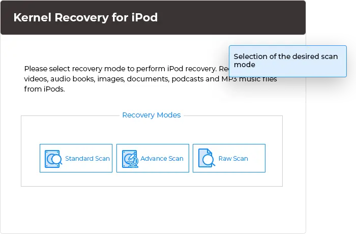 Select the recovery mode from 3 modes