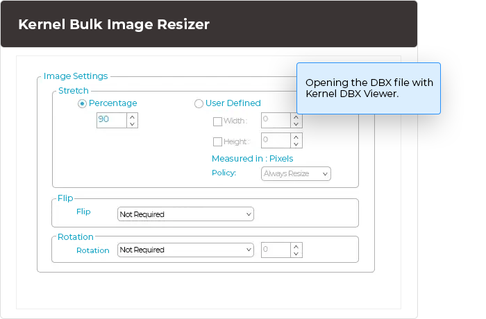 Specify the image settings and other options.