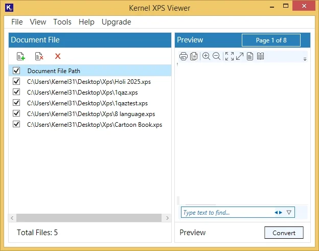 select xps file