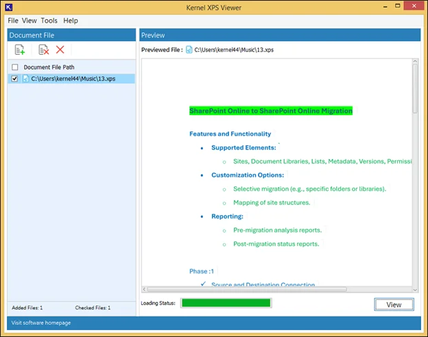 open and preview xps files data