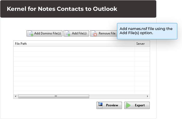 Add names.nsf file using the Add File(s) option.