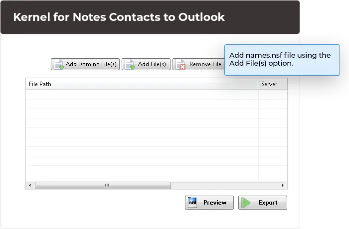 Add names.nsf file using the Add File(s) option.