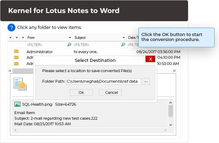 Save restored files into desired location.