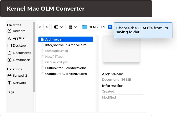 Select OLM file
