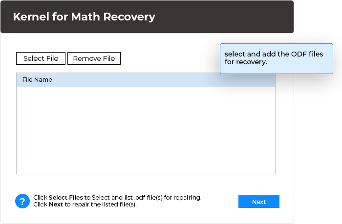 To start the recovery process, select the corrupt file and click the Recover button