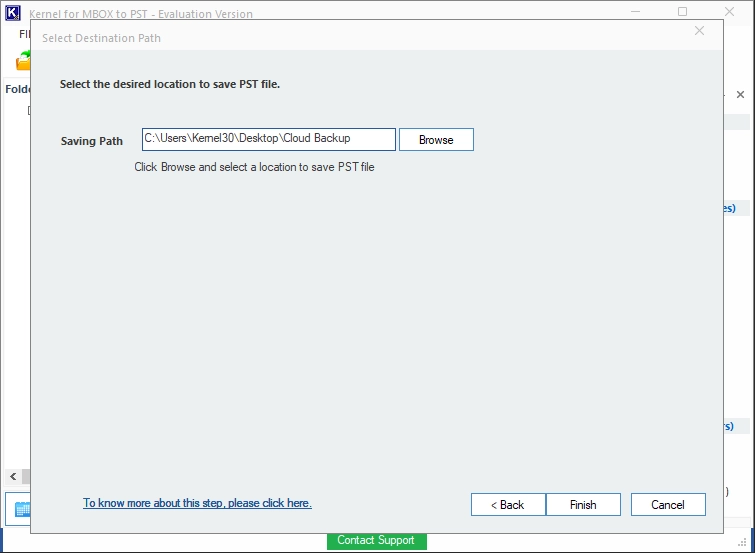 Save MBOX file to PST
