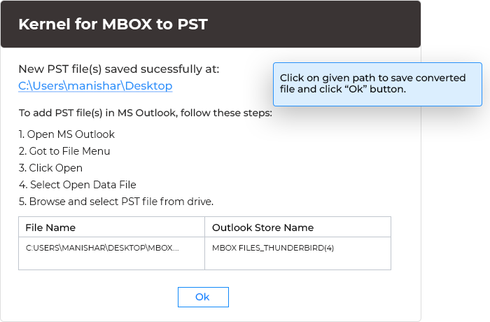 save converted mbox files into pst