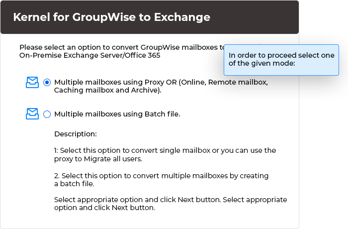 In order to proceed select one of the given mode